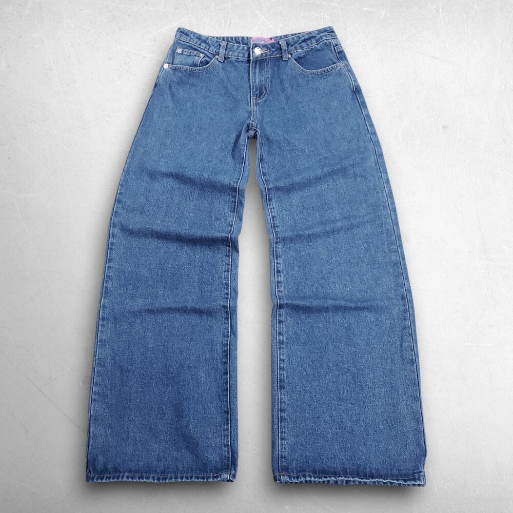 Edikted Low Rise Wide‎ Leg Jeans Women S Md Blue Denim Streetwear Skater Y2k